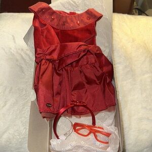 Joyful Jewels American Girl Truly Me outfit Red dress, headband & glasses nice